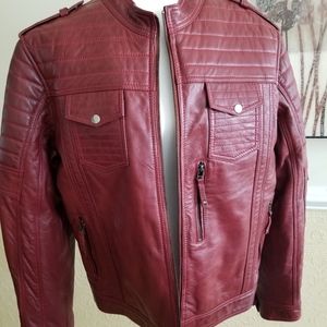 Genuine Leather Burgundy Motto Jacket
